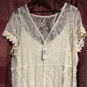NWT Torrid Cream Off White Lace Long Dress 4x